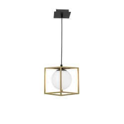 Brass & Black Metal  White Opal Glass LED E14 1x40 Watt IP20 Bulb Excluded L: 18 W: 18 H: 120 cm 9206401