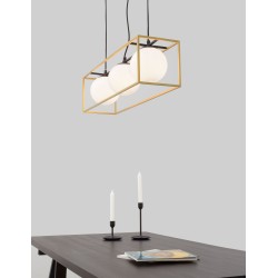 Brass & Black Metal  White Opal Glass LED E14 3x40 Watt IP20 Bulb Excluded L: 70 W: 18 H: 120 cm 9206402