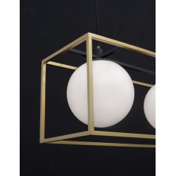 Brass & Black Metal  White Opal Glass LED E14 3x40 Watt IP20 Bulb Excluded L: 70 W: 18 H: 120 cm 9206402