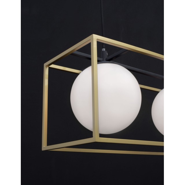 Brass & Black Metal  White Opal Glass LED E14 3x40 Watt IP20 Bulb Excluded L: 70 W: 18 H: 120 cm 9206402