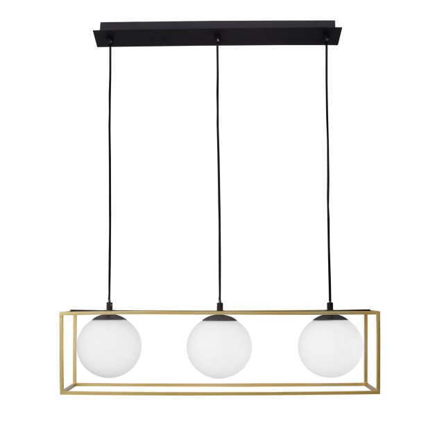 Brass & Black Metal  White Opal Glass LED E14 3x40 Watt IP20 Bulb Excluded L: 70 W: 18 H: 120 cm 9206402