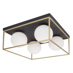 Brass & Black Metal  White Opal Glass LED E14 4x40 Watt IP20 Bulb Excluded L: 45 W: 45 H: 20 cm 9206403