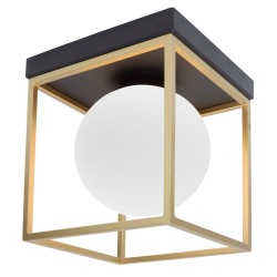 Brass & Black Metal  White Opal Glass LED E14 1x40 Watt IP20 Bulb Excluded L: 18.5 W: 18.5 H: 20 cm 9206404
