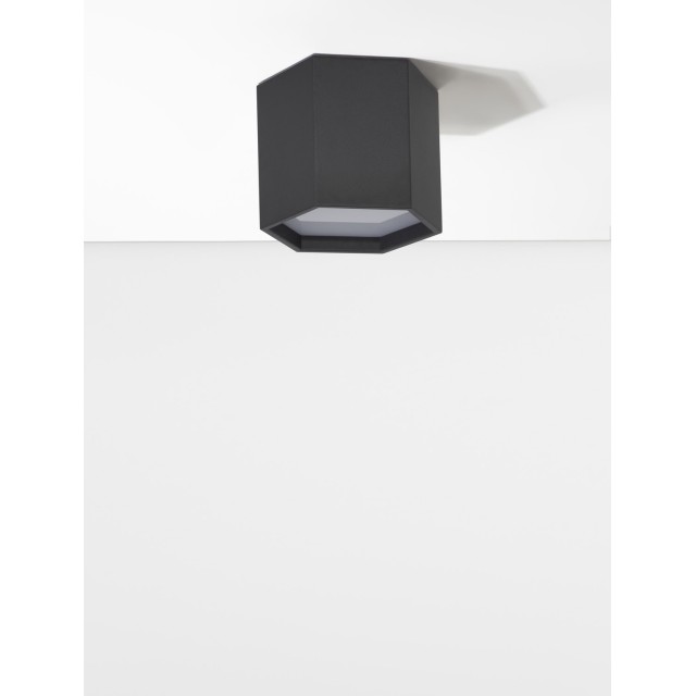 Sandy Black Aluminium & Acrylic LED 10 Watt 230 Volt 600Lm 3000K IP20 D: 25 H: 20 cm