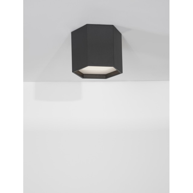 Sandy Black Aluminium & Acrylic LED 10 Watt 230 Volt 600Lm 3000K IP20 D: 25 H: 20 cm