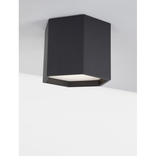 Sandy Black Aluminium & Acrylic LED 10 Watt 230 Volt 600Lm 3000K IP20 D: 25 H: 20 cm
