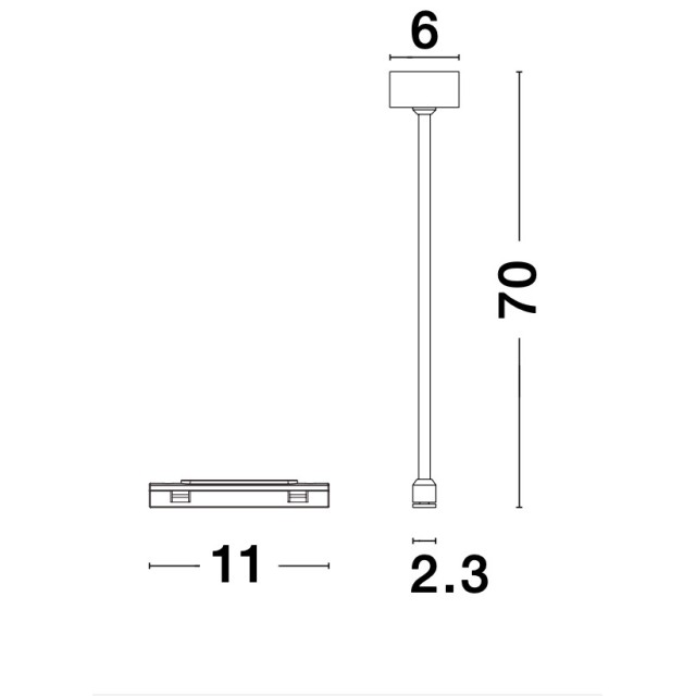 Connector Tube H70 μαύρος 9236360 Nova Luce