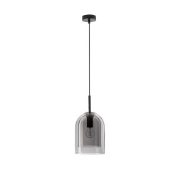 Double Layered Smoky Glass Black Cord Black Metal Base LED E27 1x12 Watt 230 Volt IP20 Bulb Excluded D: 18 H: 240 cm 9236700 