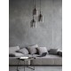Double Layered Smoky Glass Black Cord Black Metal Base LED E27 3x12 Watt 230 Volt IP20 Bulb Excluded D: 30 H: 185 cm 9236710