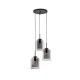 Double Layered Smoky Glass Black Cord Black Metal Base LED E27 3x12 Watt 230 Volt IP20 Bulb Excluded D: 30 H: 185 cm 9236710