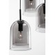 Double Layered Smoky Glass Black Cord Black Metal Base LED E27 3x12 Watt 230 Volt IP20 Bulb Excluded D: 30 H: 185 cm 9236710