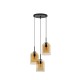 Double Layered Dark Champagne Glass Black Cord Black Metal Base LED E27 3x12 Watt 230 Volt IP20 Bulb Excluded D: 30 H: 185 cm 9236735