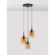 Double Layered Dark Champagne Glass Black Cord Black Metal Base LED E27 3x12 Watt 230 Volt IP20 Bulb Excluded D: 30 H: 185 cm 9236735