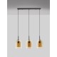 Double Layered Dark Champagne Glass Black Cord Black Metal Base LED E27 3x12 Watt 230 Volt IP20 Bulb Excluded L: 70 H: 158 cm 9236740