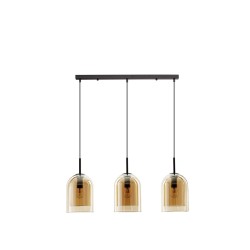Double Layered Dark Champagne Glass Black Cord Black Metal Base LED E27 3x12 Watt 230 Volt IP20 Bulb Excluded L: 70 H: 158 cm 9236740