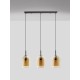 Double Layered Dark Champagne Glass Black Cord Black Metal Base LED E27 3x12 Watt 230 Volt IP20 Bulb Excluded L: 70 H: 158 cm 9236740