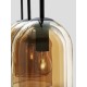 Double Layered Dark Champagne Glass Black Cord Black Metal Base LED E27 3x12 Watt 230 Volt IP20 Bulb Excluded L: 70 H: 158 cm 9236740