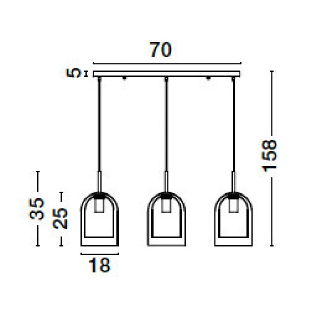 Double Layered Dark Champagne Glass Black Cord Black Metal Base LED E27 3x12 Watt 230 Volt IP20 Bulb Excluded L: 70 H: 158 cm 9236740