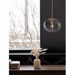 Clear Glass White Cord Brass Gold Metal LED E27 1x12 Watt 230 Volt IP20 Bulb Excluded D: 28 H: 190 cm 9236750