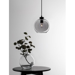 Double Layered Dark Champagne Glass Black Cord Black Metal Base LED E27 3x12 Watt 230 Volt IP20 Bulb Excluded D: 30 H: 185 cm 9241130