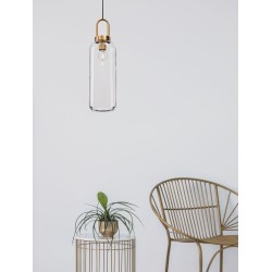 Clear Glass Black Cord Brass Gold Metal LED E27 1x12 Watt 230 Volt IP20 Bulb Excluded D: 15.5 H 1: 53 H 2: 255 cm 9241160