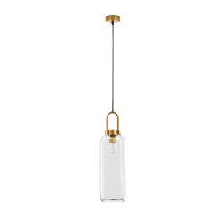 Clear Glass Black Cord Brass Gold Metal LED E27 1x12 Watt 230 Volt IP20 Bulb Excluded D: 15.5 H 1: 53 H 2: 255 cm 9241160