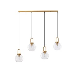 Clear Glass Black Cord Brass Gold Metal LED E27 4x12 Watt 230 Volt IP20 Bulb Excluded L: 97.5 H 1: 30.3 H 2: 155 cm 9241180 