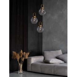 Clear Glass Black Cord Brass Gold Metal LED E27 3x12 Watt 230 Volt IP20 Bulb Excluded D: 30 H 1: 30.3 H 2: 150 cm 9241190