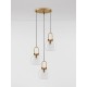 Clear Glass Black Cord Brass Gold Metal LED E27 3x12 Watt 230 Volt IP20 Bulb Excluded D: 30 H 1: 30.3 H 2: 150 cm 9241190