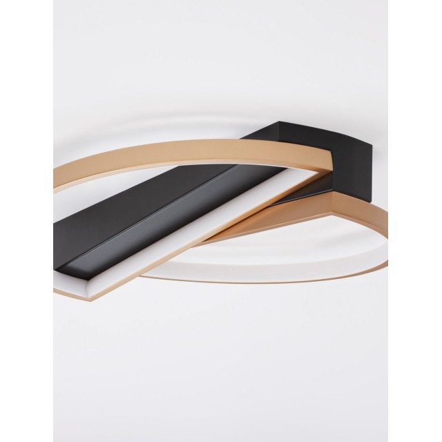 Black & Brass Gold Steel & Aluminiun & Silicon LED 28 Watt 230 Volt 1550Lm 3000K IP20 L:43.2 W: 35 H: 8 cm 9248114