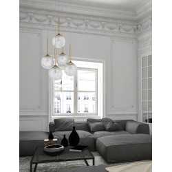 Clear Structured Glass & Brushed Gold Steel LED G9 5x5 Watt 230 VoltIP20 Bulb Excluded D: 42 H: 180 cm 9260212