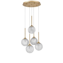 Clear Structured Glass & Brushed Gold Steel LED G9 5x5 Watt 230 VoltIP20 Bulb Excluded D: 42 H: 180 cm 9260212