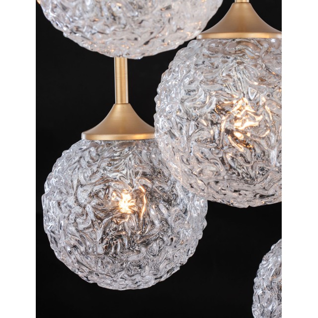 Clear Structured Glass & Brushed Gold Steel LED G9 5x5 Watt 230 VoltIP20 Bulb Excluded D: 42 H: 180 cm 9260212
