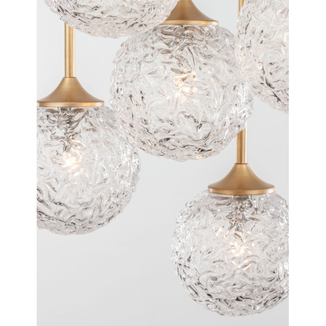 Clear Structured Glass & Brushed Gold Steel LED G9 5x5 Watt 230 VoltIP20 Bulb Excluded D: 42 H: 180 cm 9260212