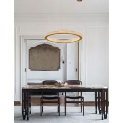 Antique Gold Brass Aluminium & Acrylic LED 40 Watt 230 Volt 2139Lm 3000 IP20 40 D: 40 H1: 4 H2: 120 cm 9285410
