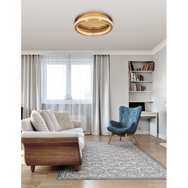Antique Gold Brass Aluminium & Acrylic LED 40 Watt 230 Volt 2139Lm 3000 IP20 D: 40 H1: 4 H2: 12 cm 9285420