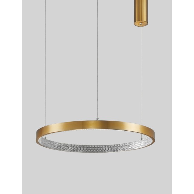 Antique Gold Brass Aluminium & Acrylic LED 37 Watt 230 Volt 2264Lm 3000 IP20 D: 60 H1: 4 H2: 120 cm 9285601