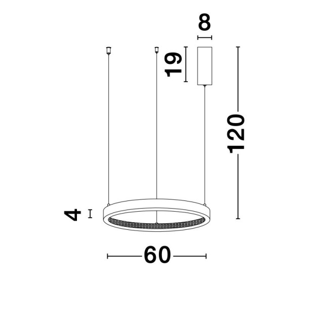 Antique Gold Brass Aluminium & Acrylic LED 37 Watt 230 Volt 2264Lm 3000 IP20 D: 60 H1: 4 H2: 120 cm 9285601