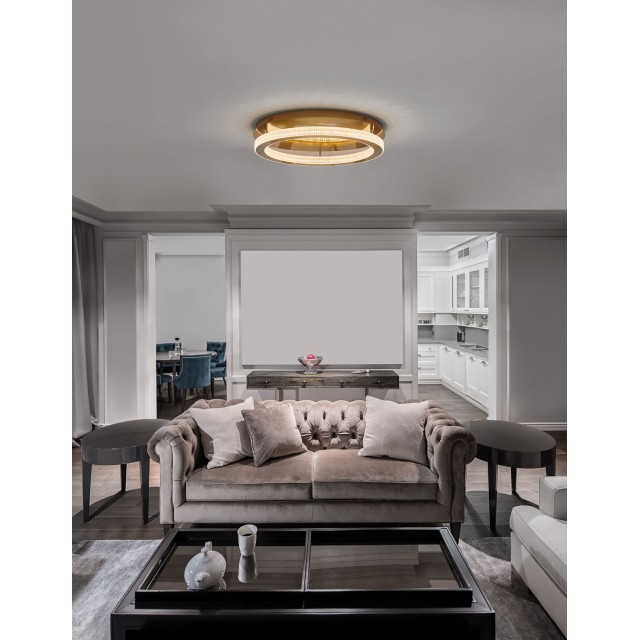 Antique Gold Brass Aluminium & Acrylic LED 60 Watt 230 Volt 3530Lm 3000 IP20 D: 60 H1: 4 H2: 12 cm 9285620