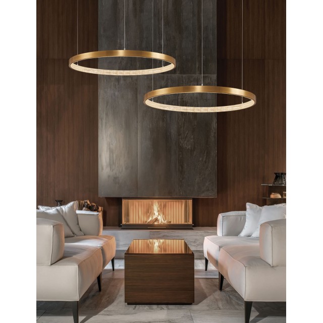 Antique Gold Brass Aluminium & Acrylic LED 50 Watt 230 Volt 2727Lm 3000 IP20 D: 80 H1: 4 H2: 120 cm 9285801
