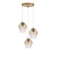 Cognac Shadow Glass Brass Gold Metal LED LED E27 3x12 Watt 230 Volt IP20 Bulb Excluded D: 47 H1: 25.6 H2: 120 cm 9291253