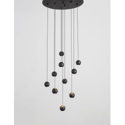 Black Aluminium Black Fabric Wire LED 10x4.5 Watt 230 Volt 1860Lm 3000 IP20 D: 40.5 H:150 cm 9303952