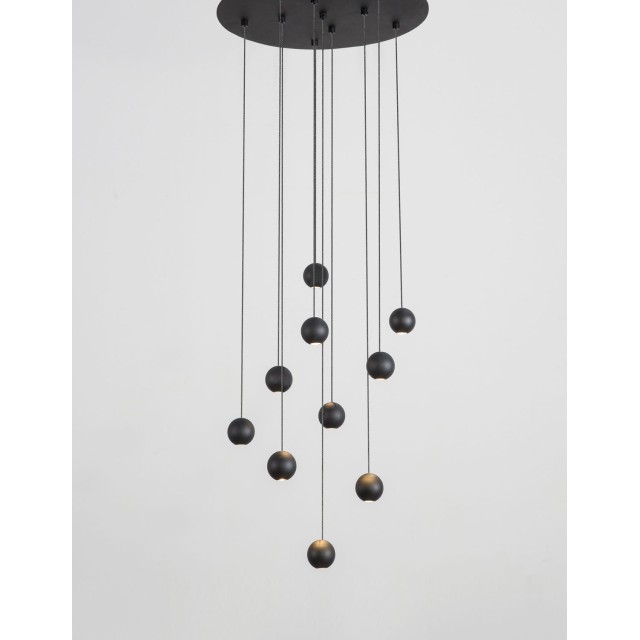 Black Aluminium Black Fabric Wire LED 10x4.5 Watt 230 Volt 1860Lm 3000 IP20 D: 40.5 H:150 cm 9303952