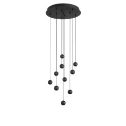 Black Aluminium Black Fabric Wire LED 10x4.5 Watt 230 Volt 1860Lm 3000 IP20 D: 40.5 H:150 cm 9303952