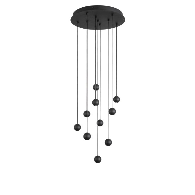 Black Aluminium Black Fabric Wire LED 10x4.5 Watt 230 Volt 1860Lm 3000 IP20 D: 40.5 H:150 cm 9303952