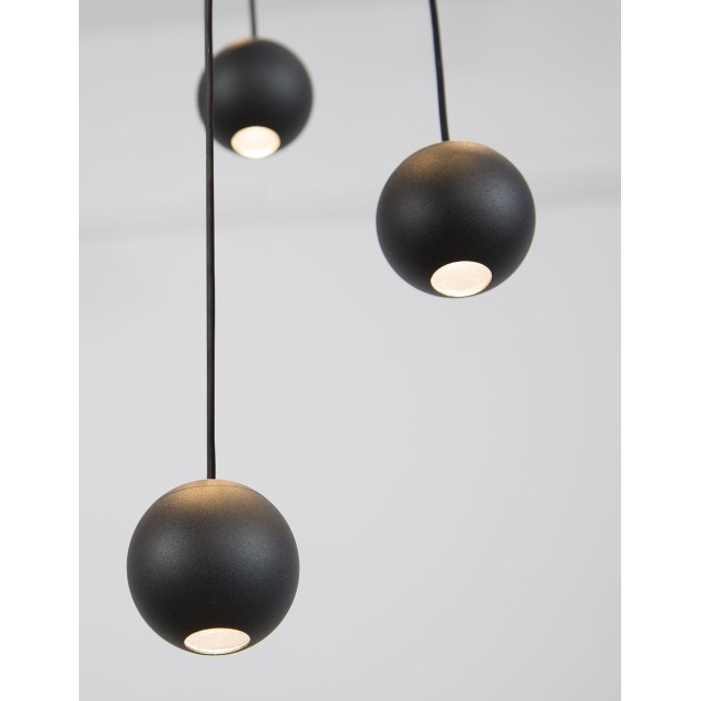 Black Aluminium Black Fabric Wire LED 10x4.5 Watt 230 Volt 1860Lm 3000 IP20 D: 40.5 H:150 cm 9303952