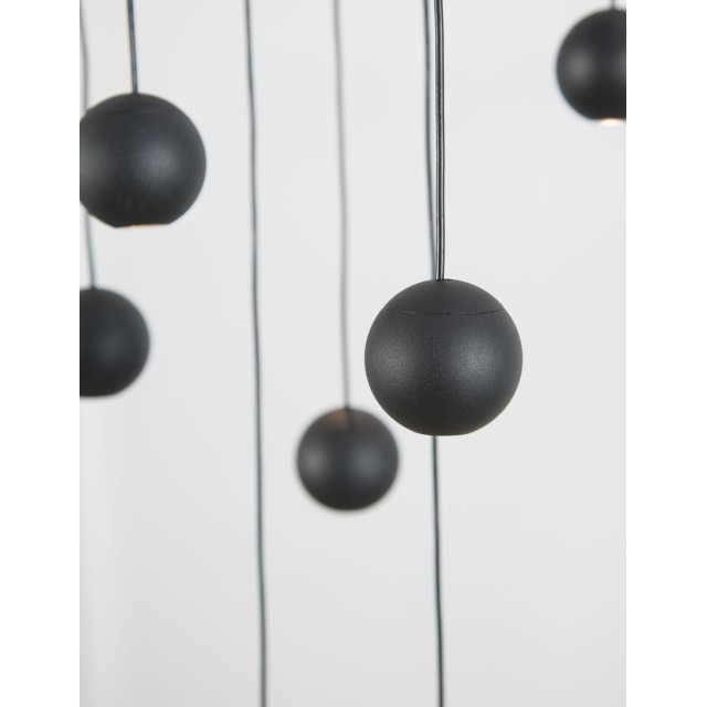 Black Aluminium Black Fabric Wire LED 10x4.5 Watt 230 Volt 1860Lm 3000 IP20 D: 40.5 H:150 cm 9303952