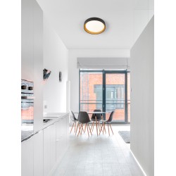 Triac Dimmable Sandy Black Aluminium Wood & Acrylic LED 40 Watt 220-240 Volt 2312Lm 3000K IP20 D: 45 H: 8 cm