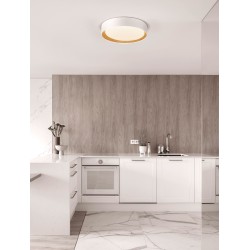 Triac Dimmable Sandy White Aluminium Wood & Acrylic LED 50 Watt 220-240 Volt 3166Lm 3000K IP20 D: 60 H: 9 cm