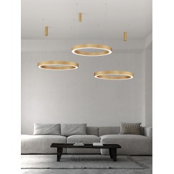 Brass Gold Aluminium & Acrylic LED 80 Watt 230 Volt 4373Lm 2700K - 4000K IP20 Included Remote Control D1: 100 D2: 86 H: 200 cm 9345646
